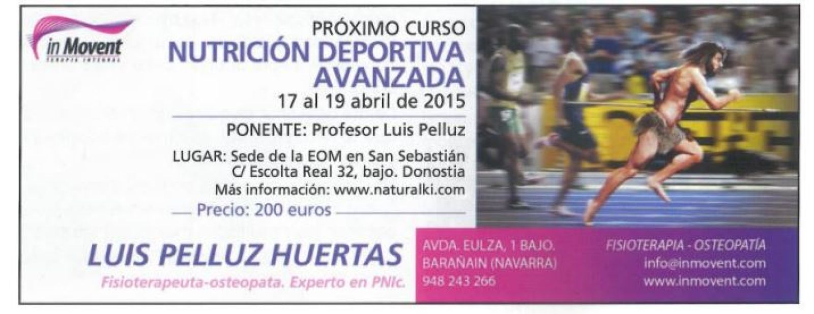 Nutrición Deportiva Avanzada, San Sebastián - Del 17 al 19-04-2015