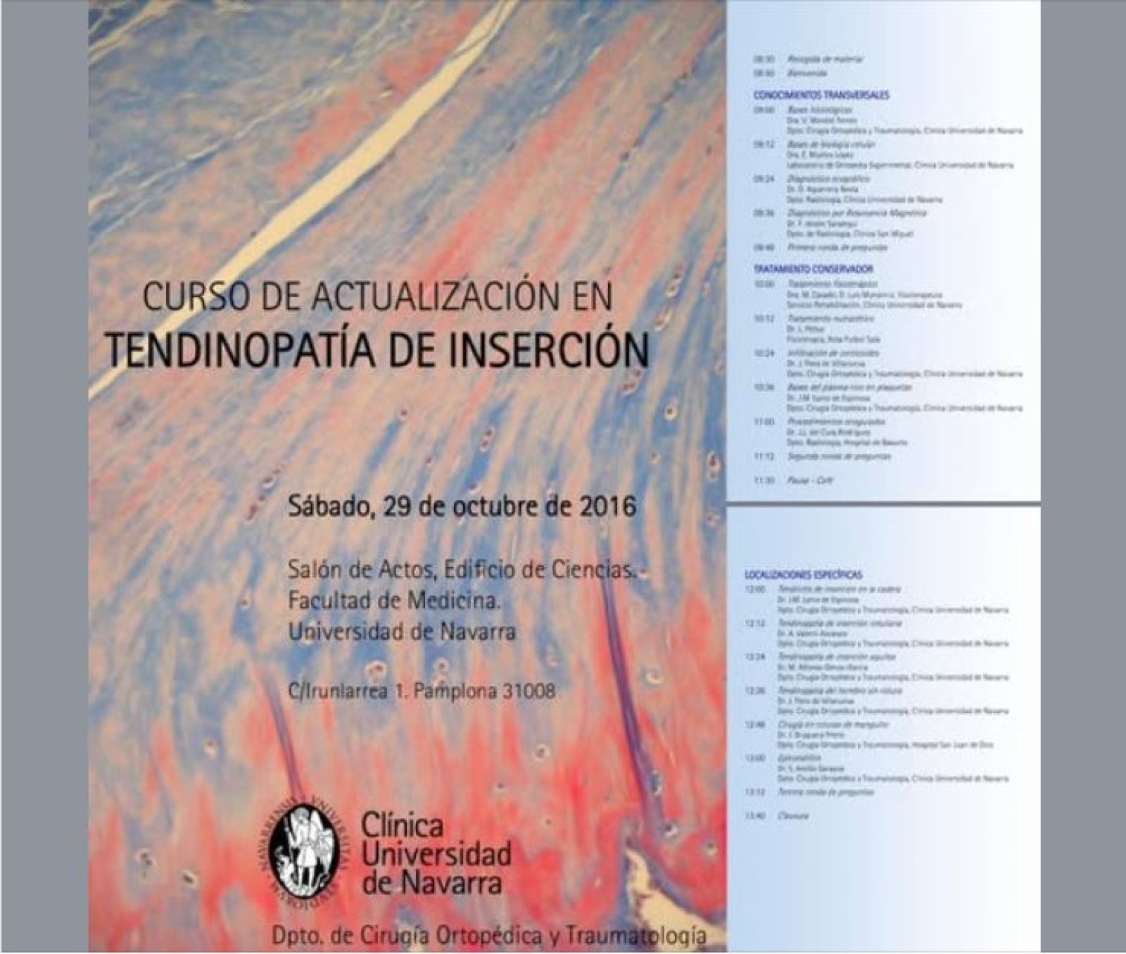 Curso de Tendinopatía de inserción, en la Universidad de Navarra - 29-10-2016